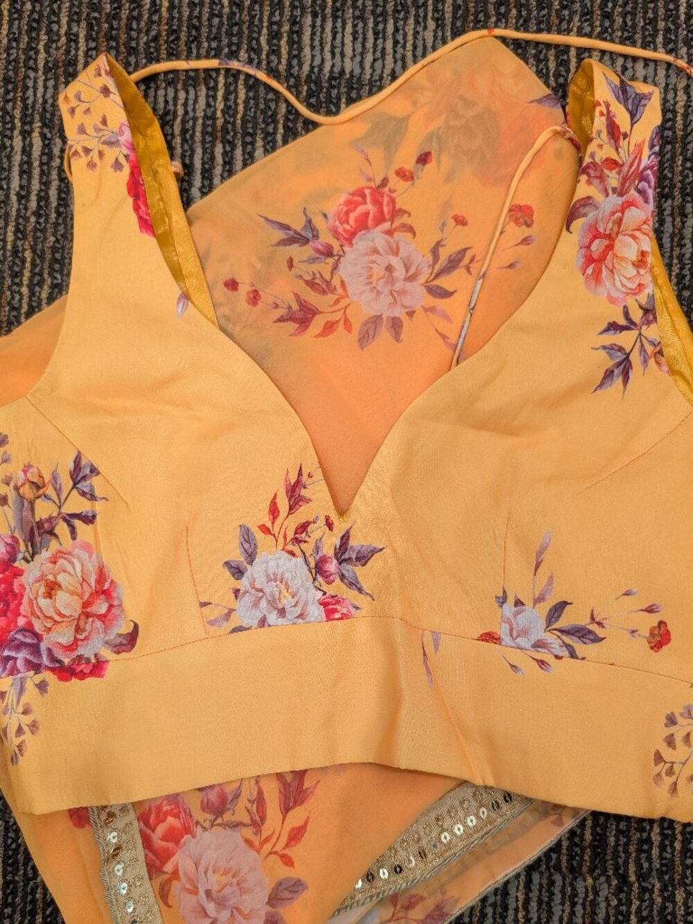 Gorgeous Mustard Yellow Floral Saree